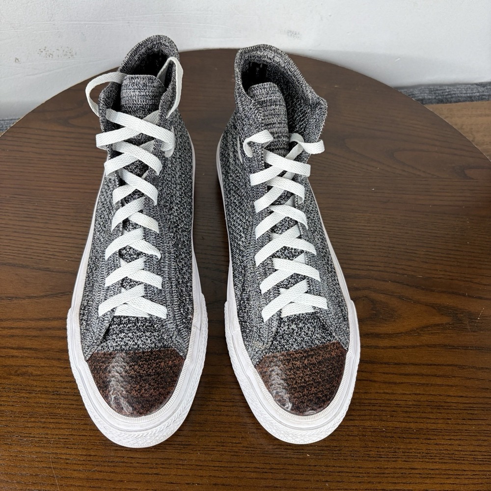 Converse Chuck Taylor Shoes Women's 9.5 Black White Flyknit High Cap Toe Sneaker - Picture 3 of 16